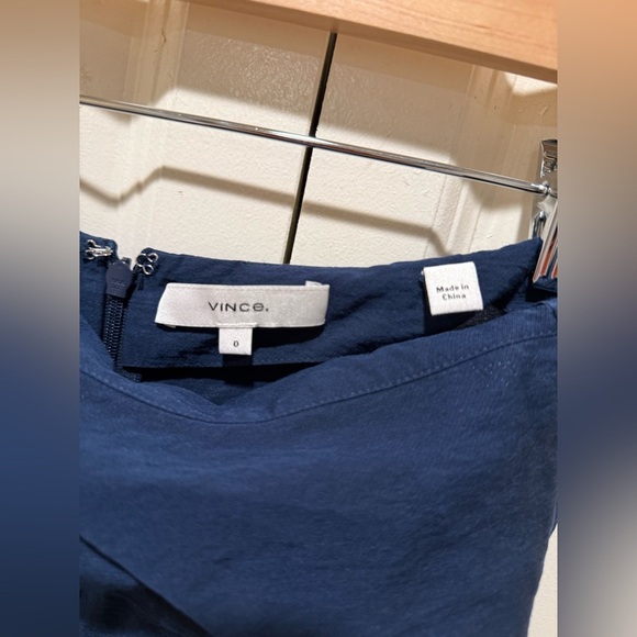 Vince Carnation Asymmetrical Cascade Drape Midi  Skirt Blue , size 0 - Picture 3 of 11